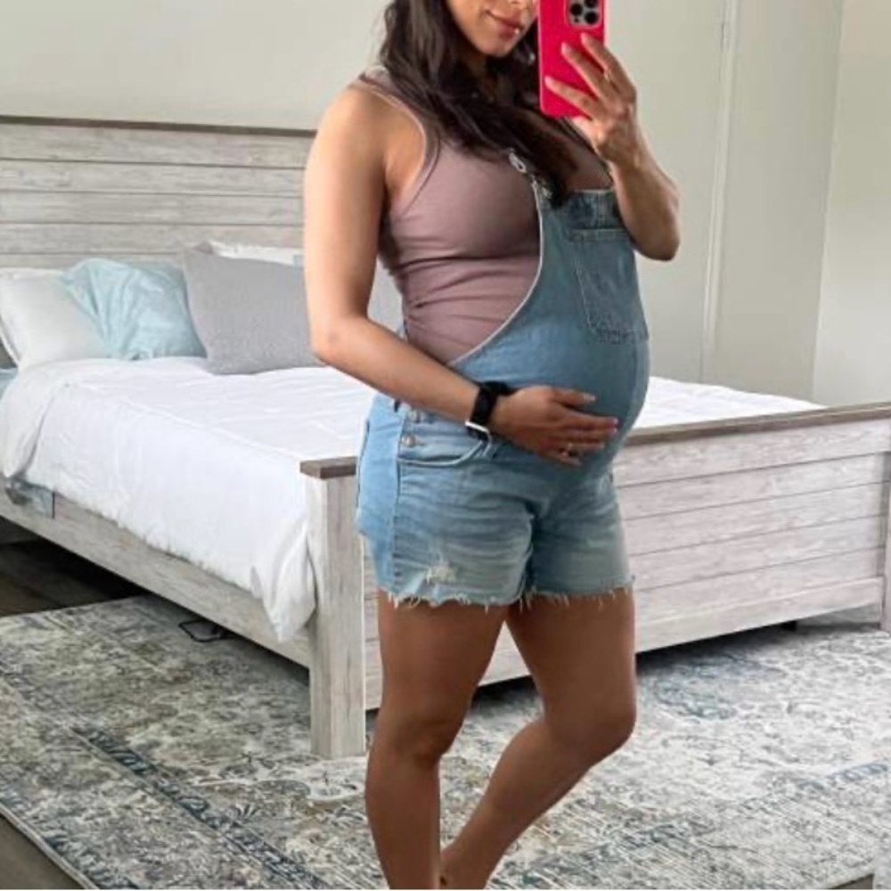 Overall Shortalls Maternity Jean Shorts - Isabel Maternity by Ingrid & Isabel™